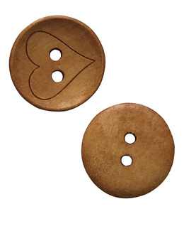 Träknapp Hjärta 18 mm ljusbrun