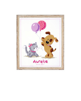 Broderikit Tavla Kattunge och valpen