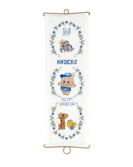 Broderikit Födelsevepa Pojke