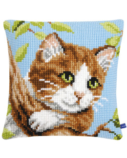 Broderikit Kudde Katt i träd