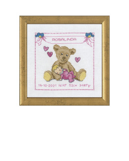 Broderikit Tavla Nalle baby rosa