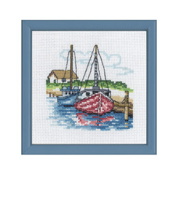 Broderikit Tavla Båtar i hamn
