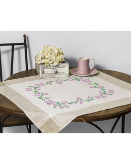 Broderikit Duk Lila blomster