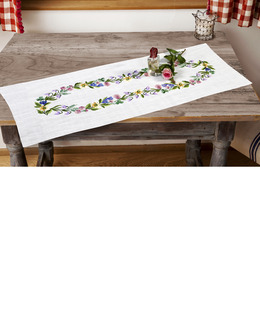 Broderikit Löpare Blomsterkrans med eller utan garn