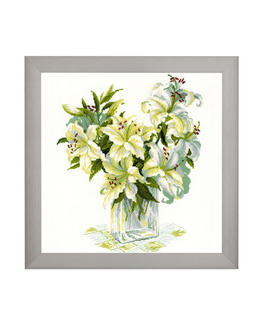 Broderikit Tavla Vita liljor