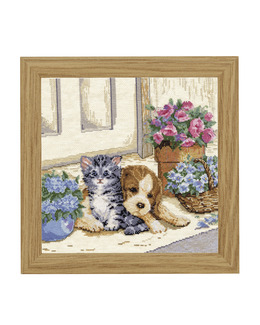 Broderikit Tavla katt och hund