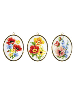 Broderikit Tavlor Blommor 3-pack