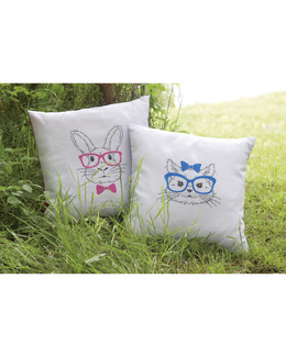Broderikit Kudde Blå katten