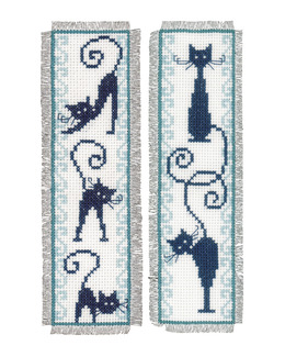 Broderikit Bokmärken Katter 2-pack