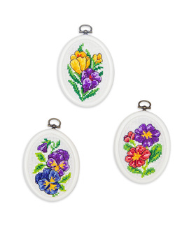 Broderipakke Flexibilder Blomster 3-pk Strikking, pynt, garn og strikkeoppskrifter