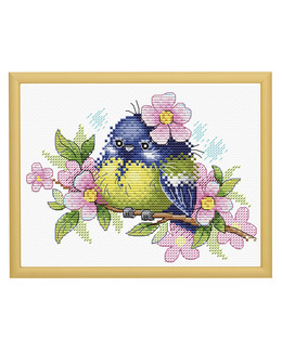 Broderikit Tavla Fluffig fågel
