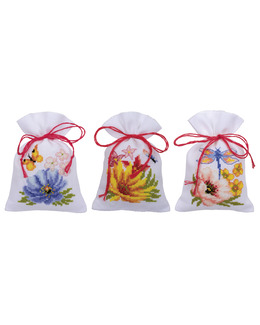 Broderikit Doftpåsar Blomster 3-pack