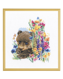 Broderikit Tavla Blomsterbjörn