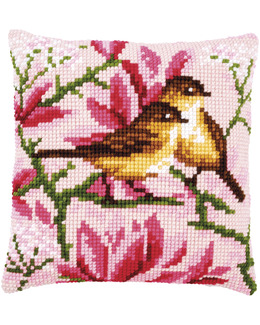 Broderikit Kudde Fåglar och magnolia