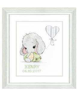 Broderikit Födelsetavla Elefant Grön