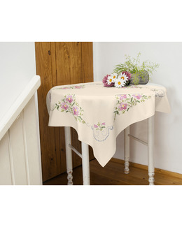 Broderikit Duk Rosa Blommor