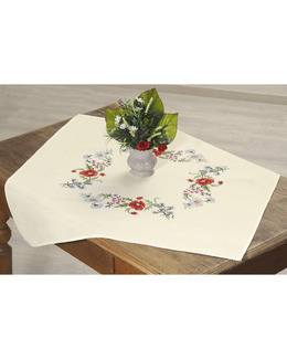 Broderikit Duk Vita & Röda Blommor