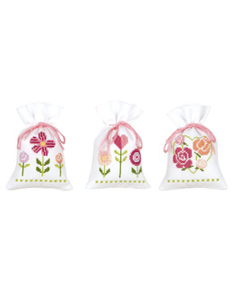 Broderikit Doftpåsar Blomster 3-Pack