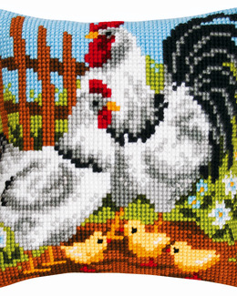 Broderikit Kudde Kycklingfamiljen