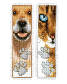 Broderikit Bokmärken Hund & Katt 2 - Pack