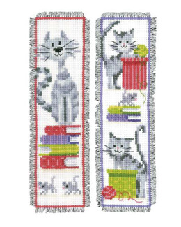 Broderikit Bokmärken Katter 2-pack