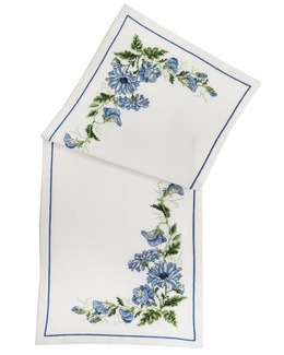 Broderikit Löpare Blått Blomster
