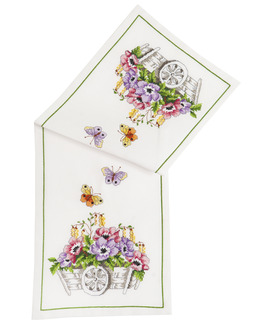 Broderikit Löpare Blomstervagn