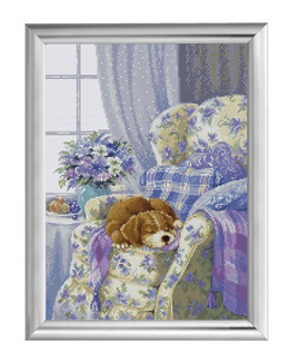 Broderikit Tavla Sovande Hund