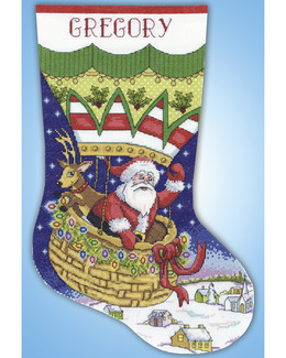 Broderikit Julstrumpa Ballongfärd