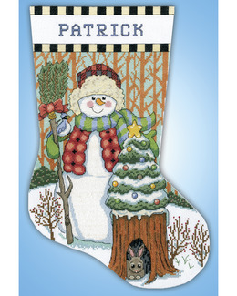 Broderikit Julstrumpa Snögubbe