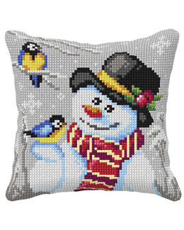 Broderikit Stramaljkudde Snögubben