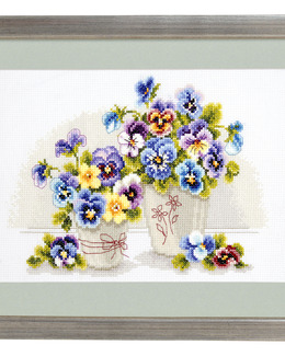 Broderikit Tavla Violer i krukor