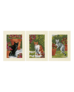 Broderikit Kort Katter 3-pack