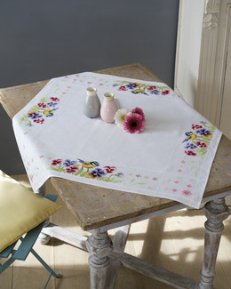 Broderikit Duk Fågel & Blomster