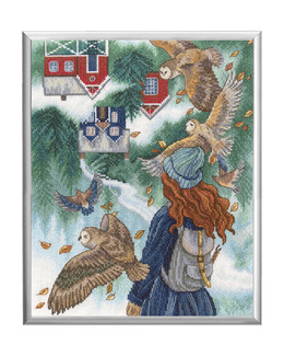 Broderikit Tavla Kvinna & Ugglor