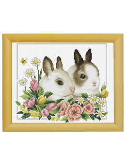 Broderikit Tavla Vår Kaniner