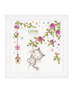 Broderikit Födelsetavla Katten