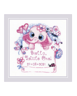 Broderikit Födelsetavla Rosa