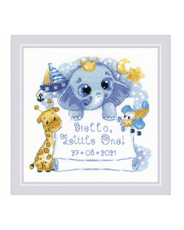 Broderikit Födelsetavla Blå