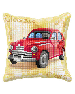 Broderikit Kudde Röd Bil