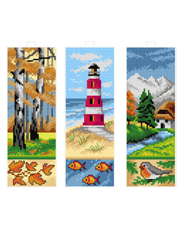 Broderikit Bokmärken Natur 3-Pack