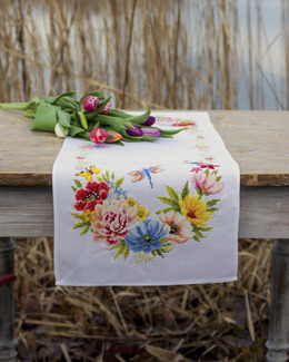 Broderikit Löpare Färgglada Blommor