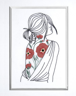 Broderikit Tavla Kvinna & Vallmo