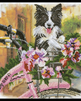 Pärlbroderi Rosa Cykel