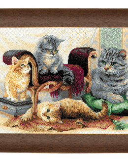 Broderikit Tavla Kattfamilj