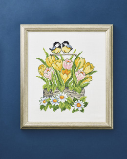 Broderikit Tavla Tulpaner & Fågel
