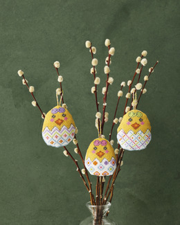 Broderikit Påskpynt Kycklingar 3-P