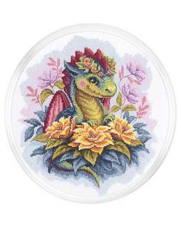 Broderikit Tavla Drake & Blomster