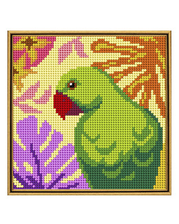 Broderikit Tavla Grön Papegoja