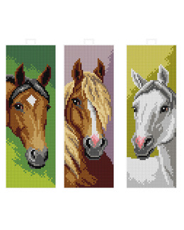 Broderikit Bokmärken Hästar 3-Pack